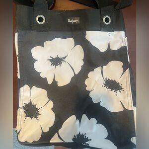 Thirty One Black and White Floral Tote Bag